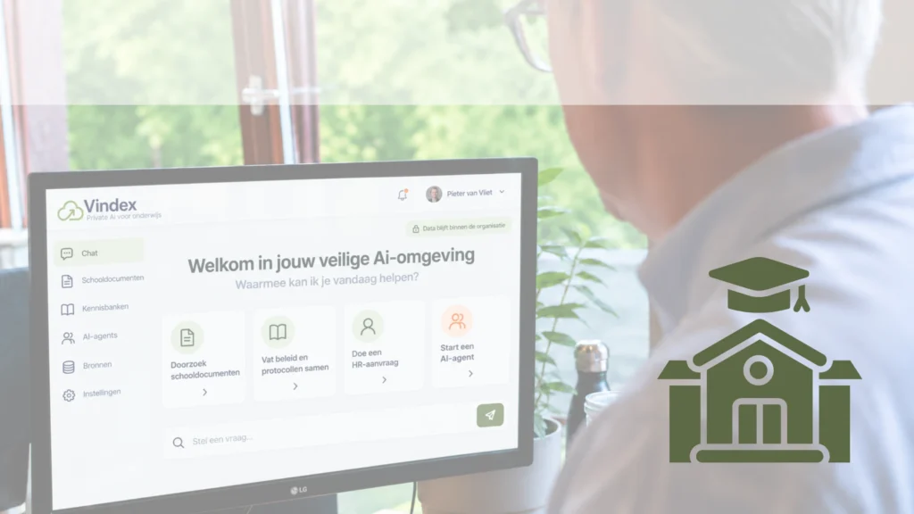 Scherm met VIndex Private AI-platform speciaal voor schoolorganisaties